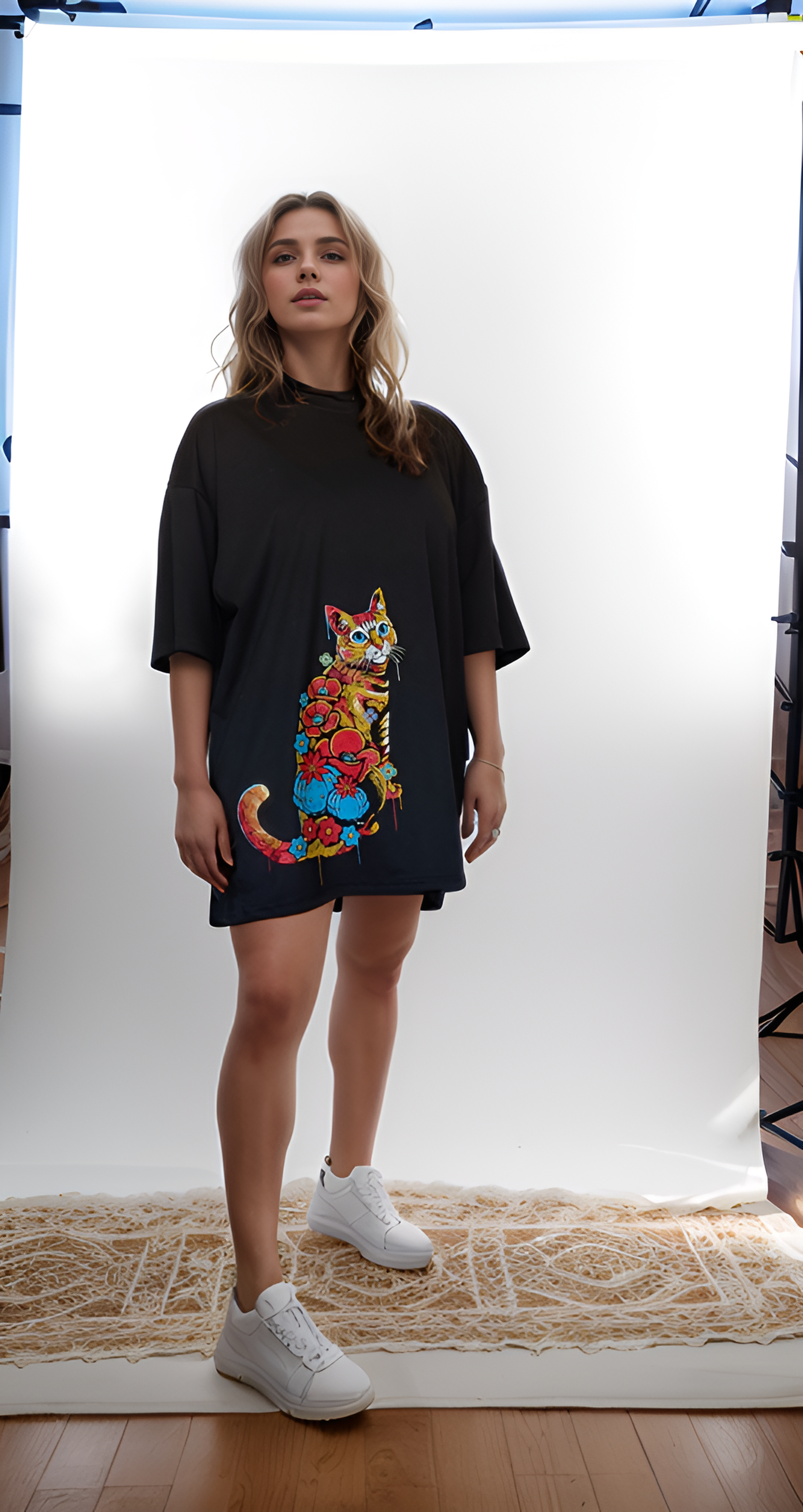 Blusa Vestido Negro Gato Peyotes