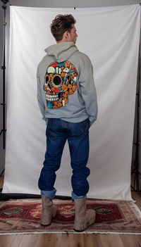 Sudadera Gris Cráneo Ofrenda Día De Los Muertos